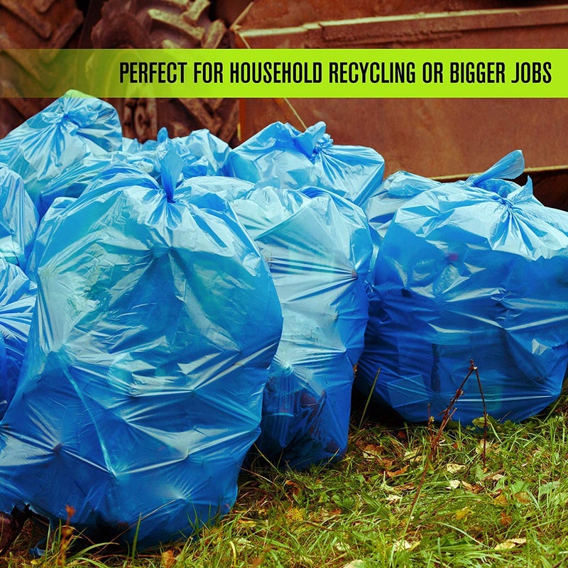 Aluf Plastics 95-96 Gallon Blue Trash Bags - (Pack of 32) - 2.0 MIL (Equivalent) - Garbage or Recycling Bags 32" x 29" x 68" - Large Plastic Can Liners - for Industrial, Home, Contractor, Recycling - Image 3